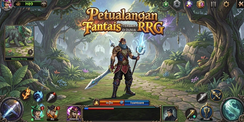 Tampilan aksi mendebarkan dalam H89 saat karakter bertempur di dunia RPG.