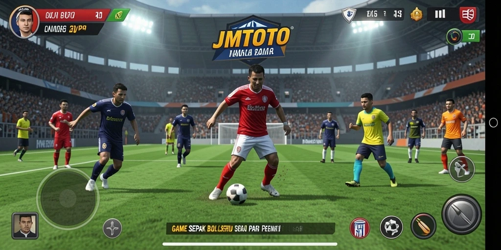Tangkapan layar utama JMTOTO menampilkan momen seru dalam permainan sepak bola.