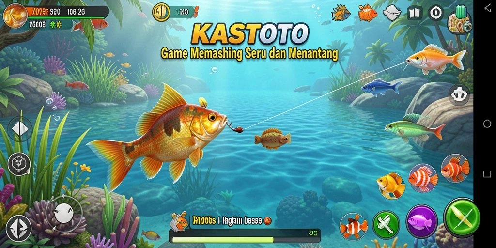 Tampilan gameplay memancing KASTOTO yang seru dan menantang.