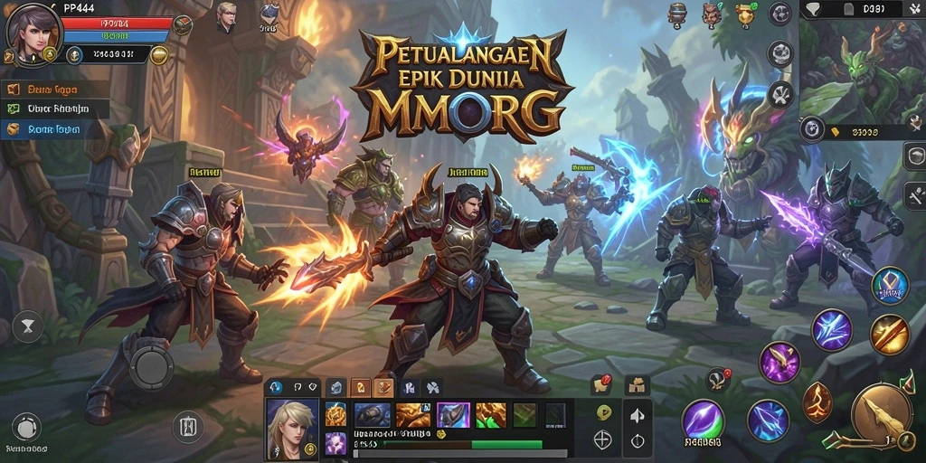 Tampilan gameplay epik dari PP444 yang menunjukkan pertarungan seru di dunia MMORPG.