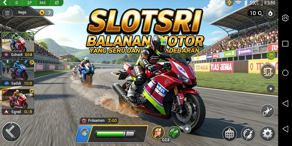 Tampilan gameplay mendebarkan dengan balapan motor yang cepat.